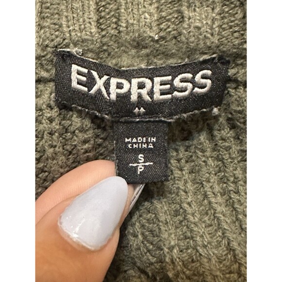 Express Women's Cotton Blend Green Sweater Size M Winter Fall Capsule Workwear - Picture 3 of 4